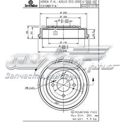 Bęben hamulcowy tylny 14506810 Brembo