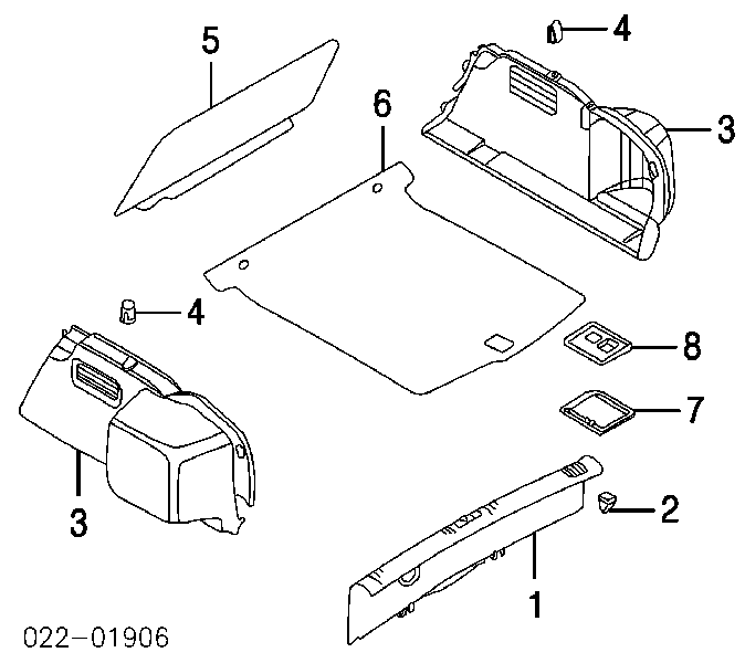 Uchwyt półki bagażnika Audi A8 (4N)