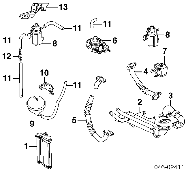 Zawór elektromagnetyczny sterowania klapą powietrza wtórnego Volkswagen Transporter T5 (7HB, 7HJ)