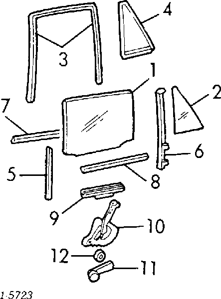 Mechanizm podnoszenia szyby drzwi tylnych prawych Opel Kadett E (39, 49)