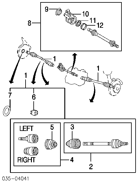 GP022550XA Mazda półoś napędowa przednia prawa