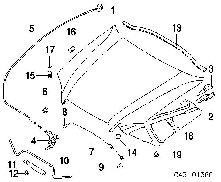 Odbój maski Subaru Legacy 1 (BJF)