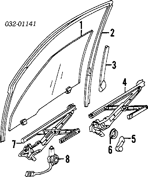 Mechanizm podnoszenia szyby drzwi przednich prawych Honda Civic 5 (EG)