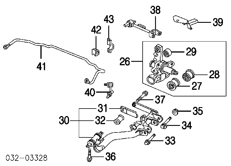 Silentblock wahacza tylnego górnego Honda Civic 7 (EU, EP)