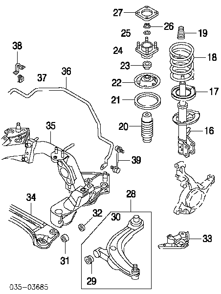 Wahacz zawieszenia przedniego dolny lewy 21083 TRC