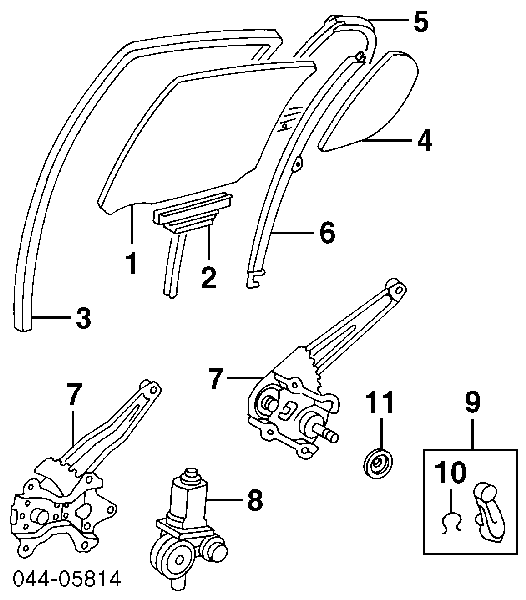 Mechanizm podnoszenia szyby drzwi tylnych prawych Toyota Yaris (P10)