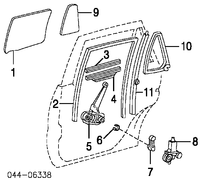 Mechanizm podnoszenia szyby drzwi tylnych lewych Toyota RAV4 3 (A3)