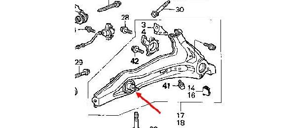 Silentblock wahacza tylnego podłużnego Honda Civic 5 (EG)