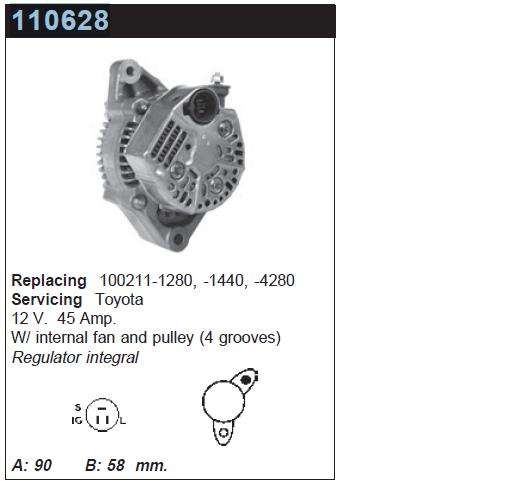 Alternator Toyota Corolla (E8)