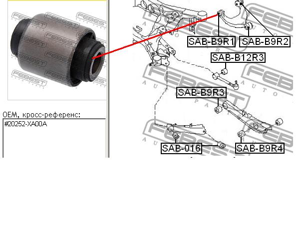 Silentblock wahacza tylnego górnego Subaru Outback (BM)