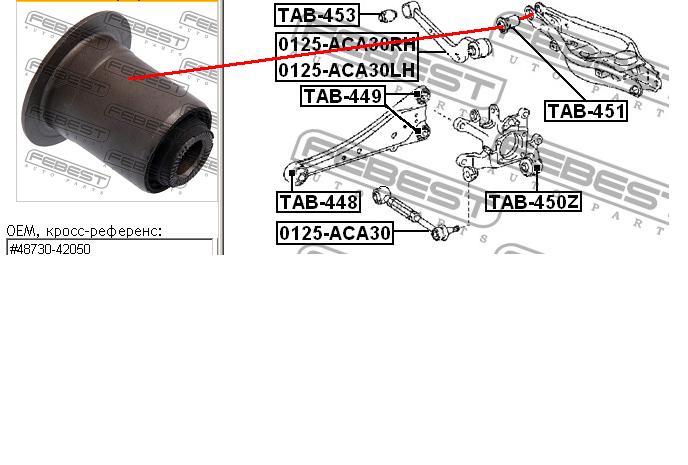 Silentblock wahacza tylnego dolnego Toyota RAV4 3 (A3)