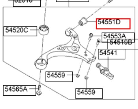 Сайлентблок нижнего переднего рычага  HYUNDAI 545512H000