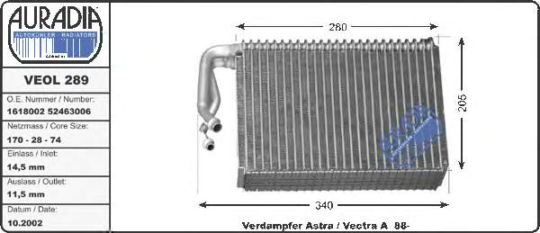 Parownik klimatyzacji Opel Vectra A (86, 87)