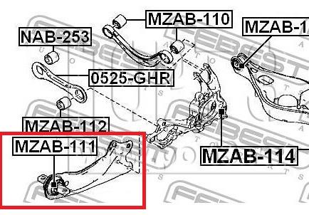 Silentblock tylnego wahacza podłużnego przedni Mazda 6 (GH)