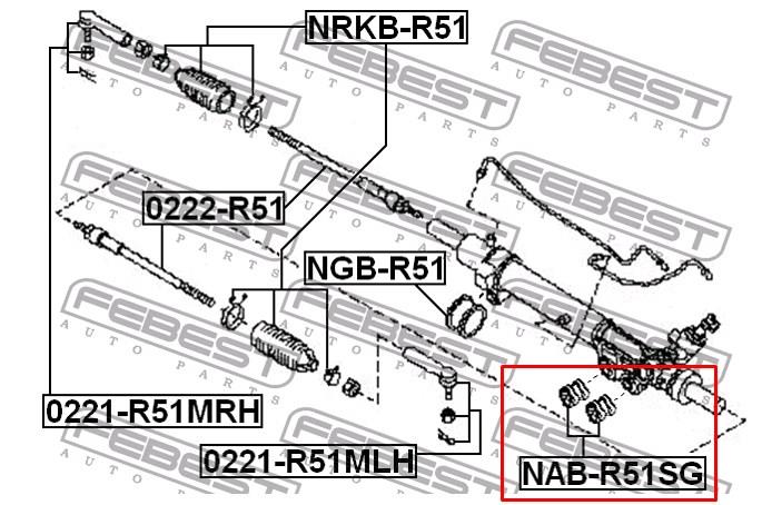 Silentblock mocowania maglownicy Nissan Pathfinder (R51M)