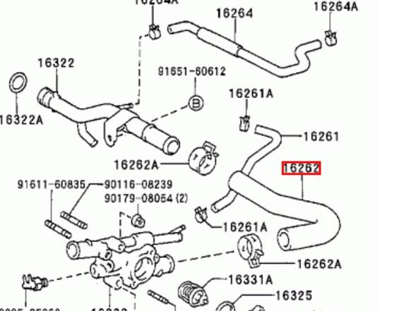 Przerwód (króciec) pompy wodnej tłoczny Toyota Starlet 3 (P8)