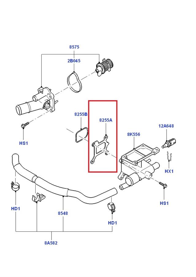 Uszczelka kołnierza (trójnika) układu chłodzenia LF0115169 Mazda