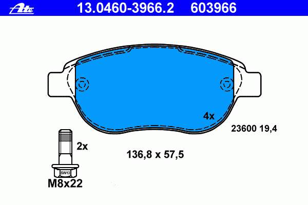 Klocki hamulcowe przednie tarczowe Peugeot 206 (2A/C)