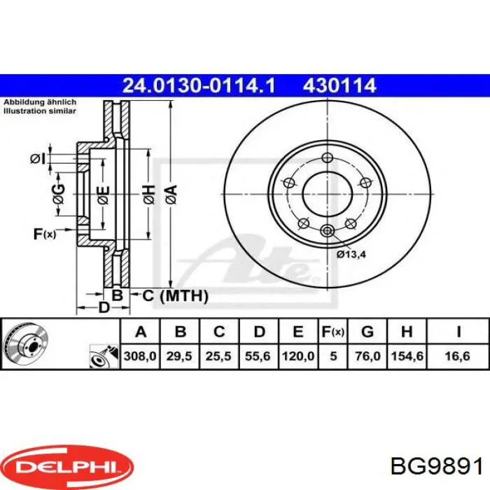 BG9891 Delphi tarcza hamulcowa przednia