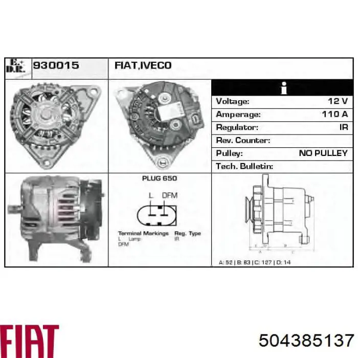 504385137 Fiat/Alfa/Lancia alternator