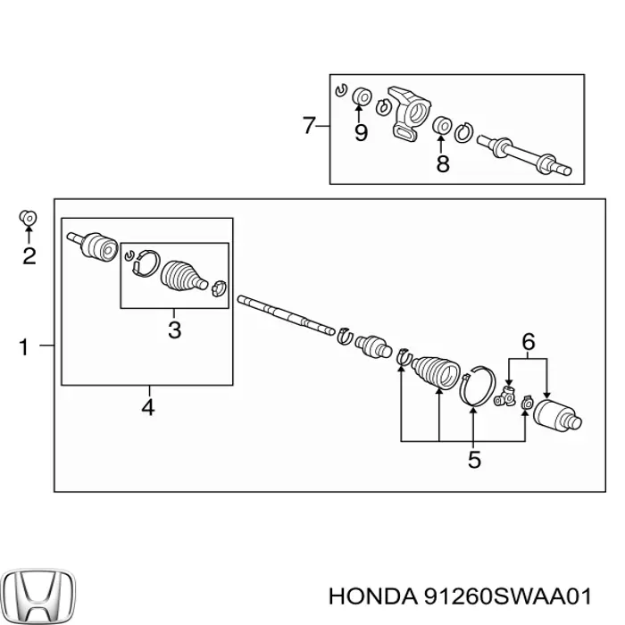 Uszczelniacz łożyska podwieszanego przedniego wała pośredniego Honda FR-V (BE)