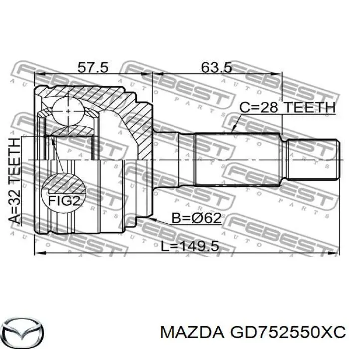 Półoś napędowa przednia prawa Mazda 6 (GH)