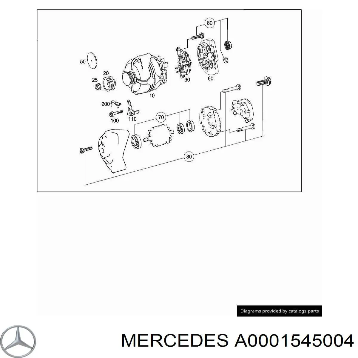 A0001545004 Mercedes pokrywa alternatora tylna