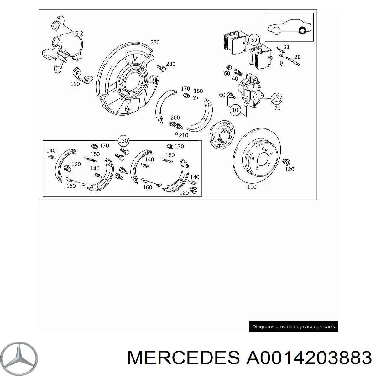 A0014203883 Mercedes zacisk hamulcowy tylny prawy