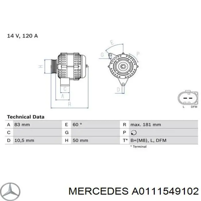 A0111549102 Mercedes alternator