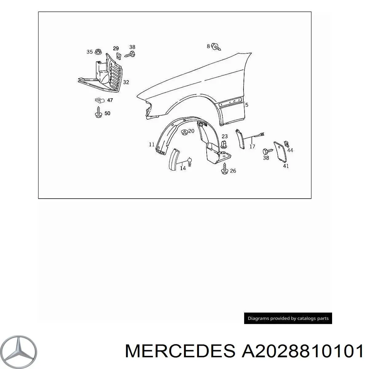 Błotnik przedni lewy do Mercedes C (S202)