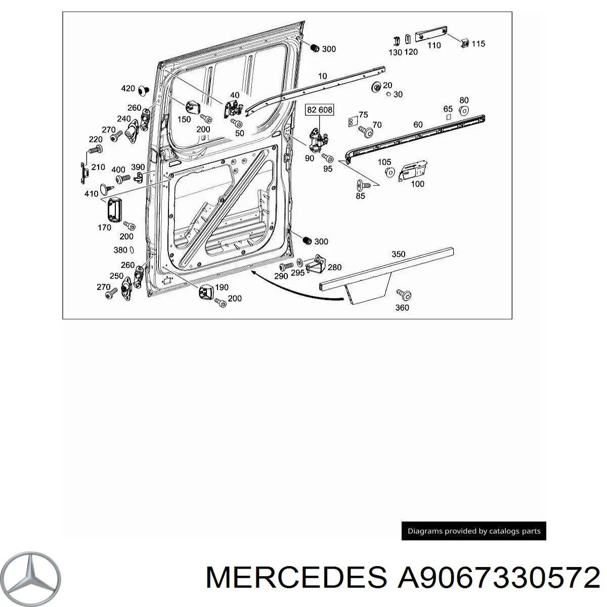 Ogranicznik drzwi przesuwnych, na karoserii środkowy do Mercedes Sprinter (906)