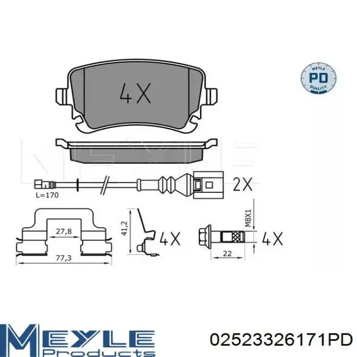 02523326171PD Meyle okładziny (klocki do hamulców tarczowych tylne)