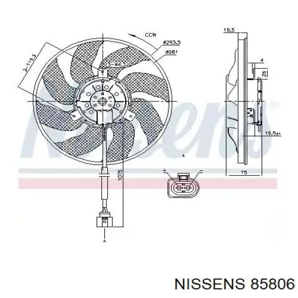 85806 Nissens wentylator elektryczny układu chłodzenia kompletny (silnik+wirnik)