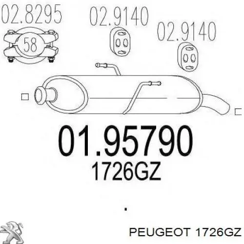 1726GZ Peugeot/Citroen tłumik, tylna część