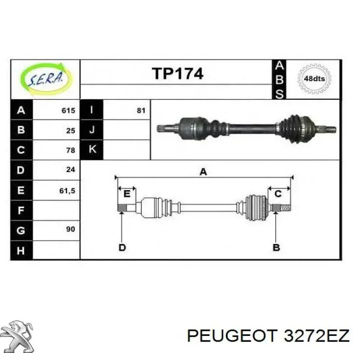 3272FA Peugeot/Citroen półoś napędowa przednia lewa