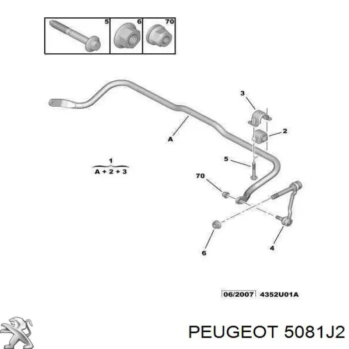 Stabilizator przedni Peugeot 407 (6D)