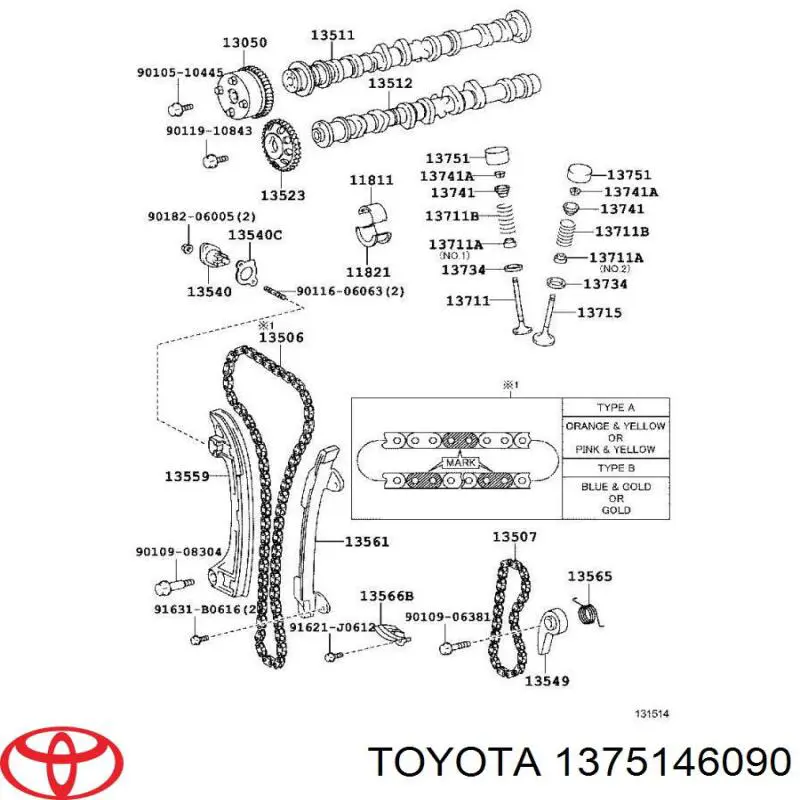 1375146090 Toyota kompensator hydrauliczny (popychacz hydrauliczny, popychacz zaworu)