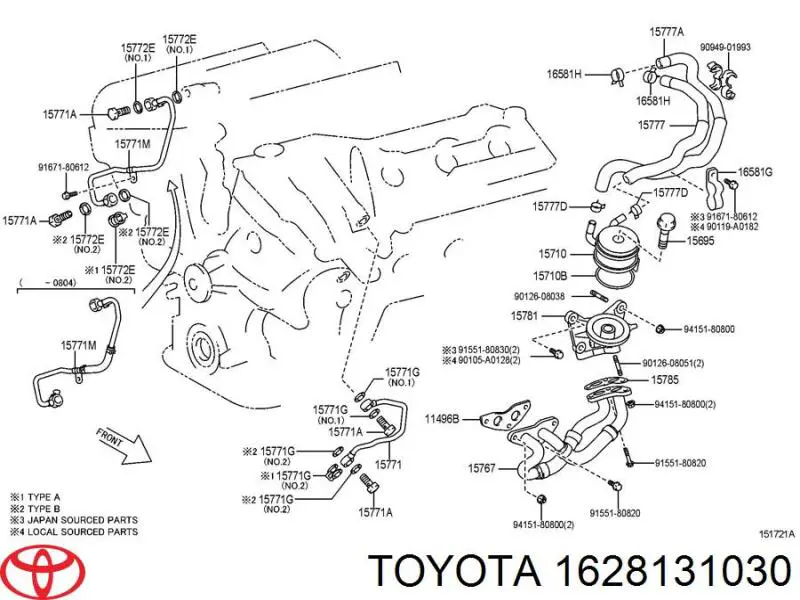 Rura (przewód) chłodnicy oleju odpływowa (niskiego ciśnienia) Toyota RAV4 3 (A3)