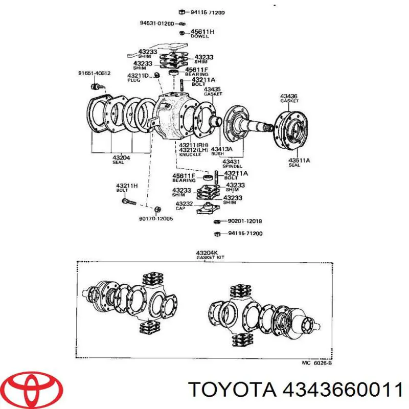 Uszczelka kołnierza zwrotnicy Toyota 4 Runner (N130)