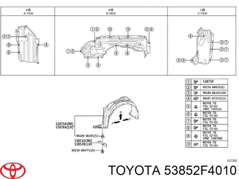 Chlapacz zderzaka przedniego lewy Toyota C-HR (X10)