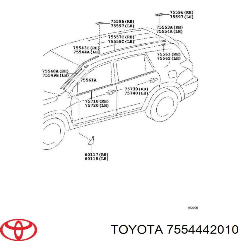 Listwa ochronna szyby przedniej lewa Toyota RAV4 3 (A3)