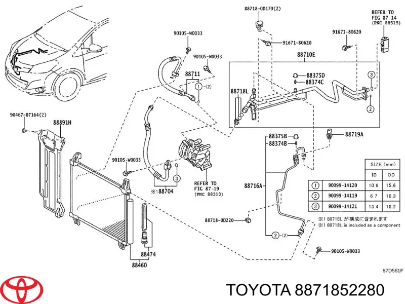 Zacisk węża klimatyzatora Toyota C-HR (X10)