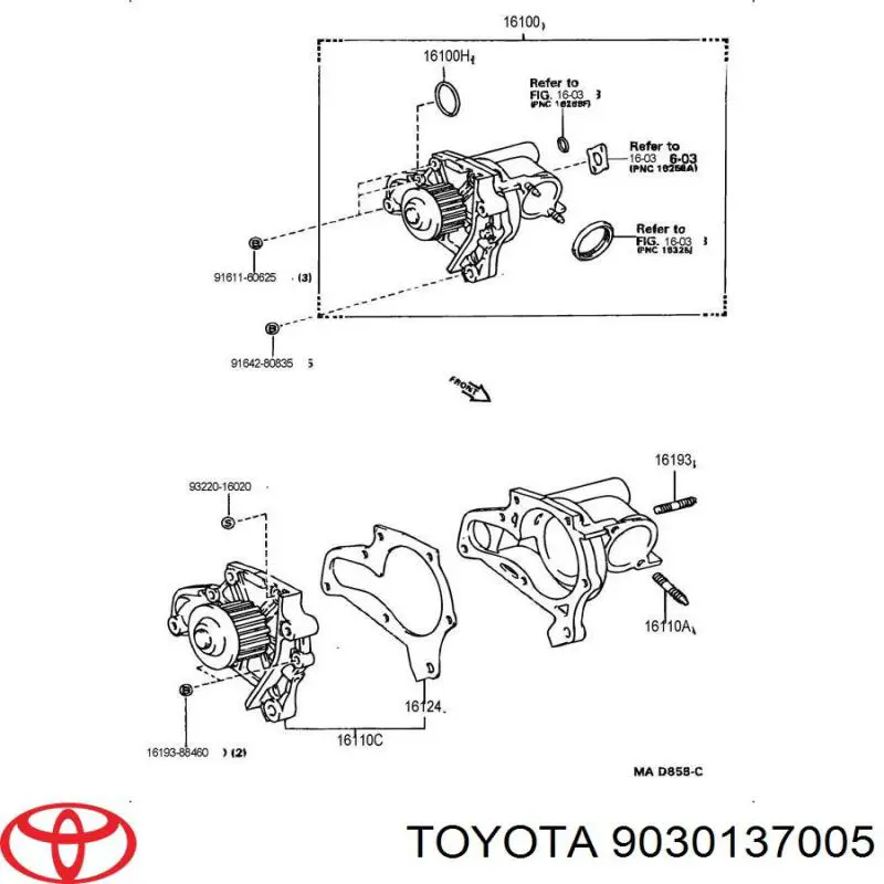 Uszczelka pompy wodnej Toyota Camry (V2)