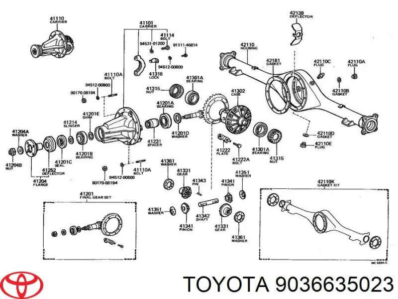 Łożysko końcówki mostu tylnego wewnętrzne Toyota 4 Runner (N130)