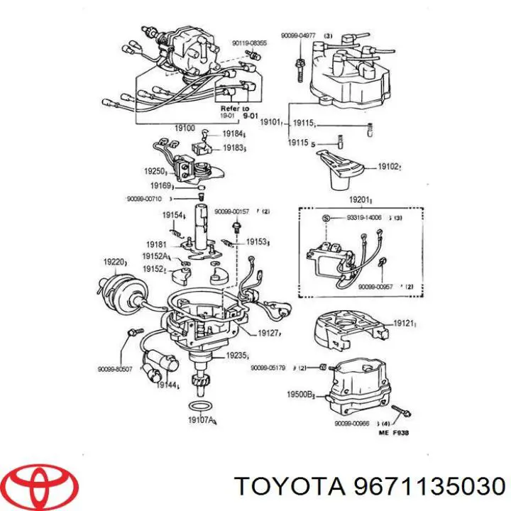 Pierścień uszczelniający rozdzielacza zapłonu Toyota 4 Runner (N130)