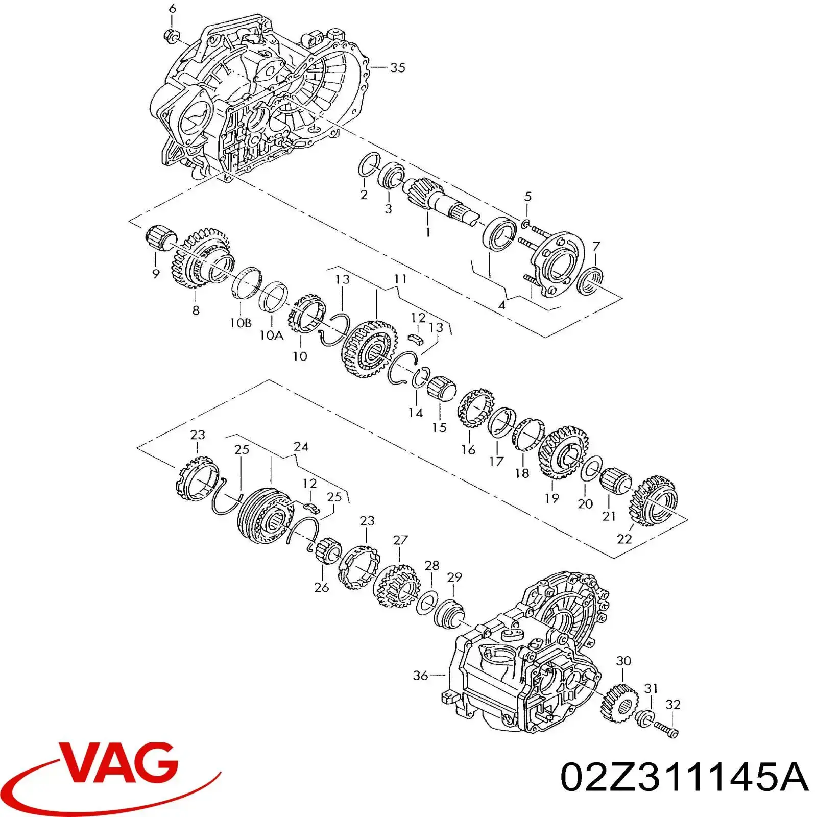 Koło zębate 3. biegu napędzane Volkswagen Transporter T5 (7HB, 7HJ)