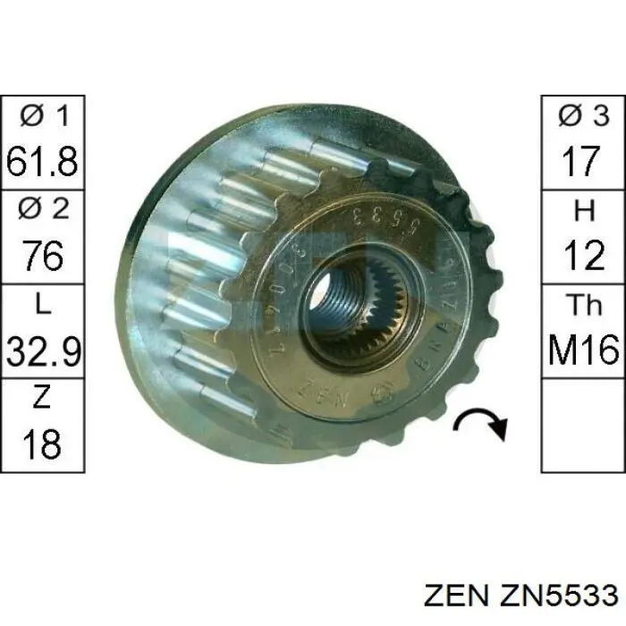 ZN5533 ZEN koło pasowe alternatora