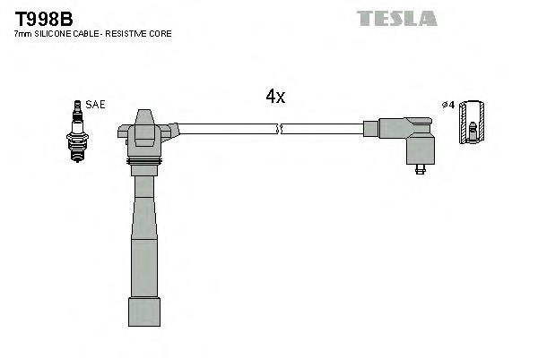 Zestaw przewodów wysokiego napięcia T998B Tesla