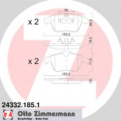 24332.185.1 Zimmermann klocki hamulcowe przednie tarczowe