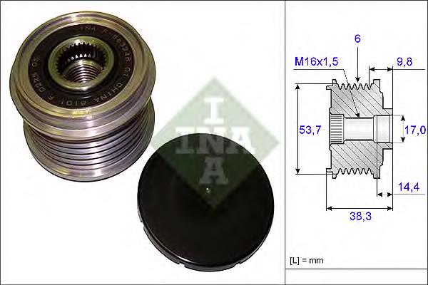 Koło pasowe alternatora INA 535020310